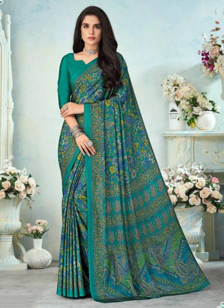 Teal Green Colour RUCHI VIVANTA SILK 12th EDITION Fancy Designer Regular Wear Printed Saree Collection 15004-B
